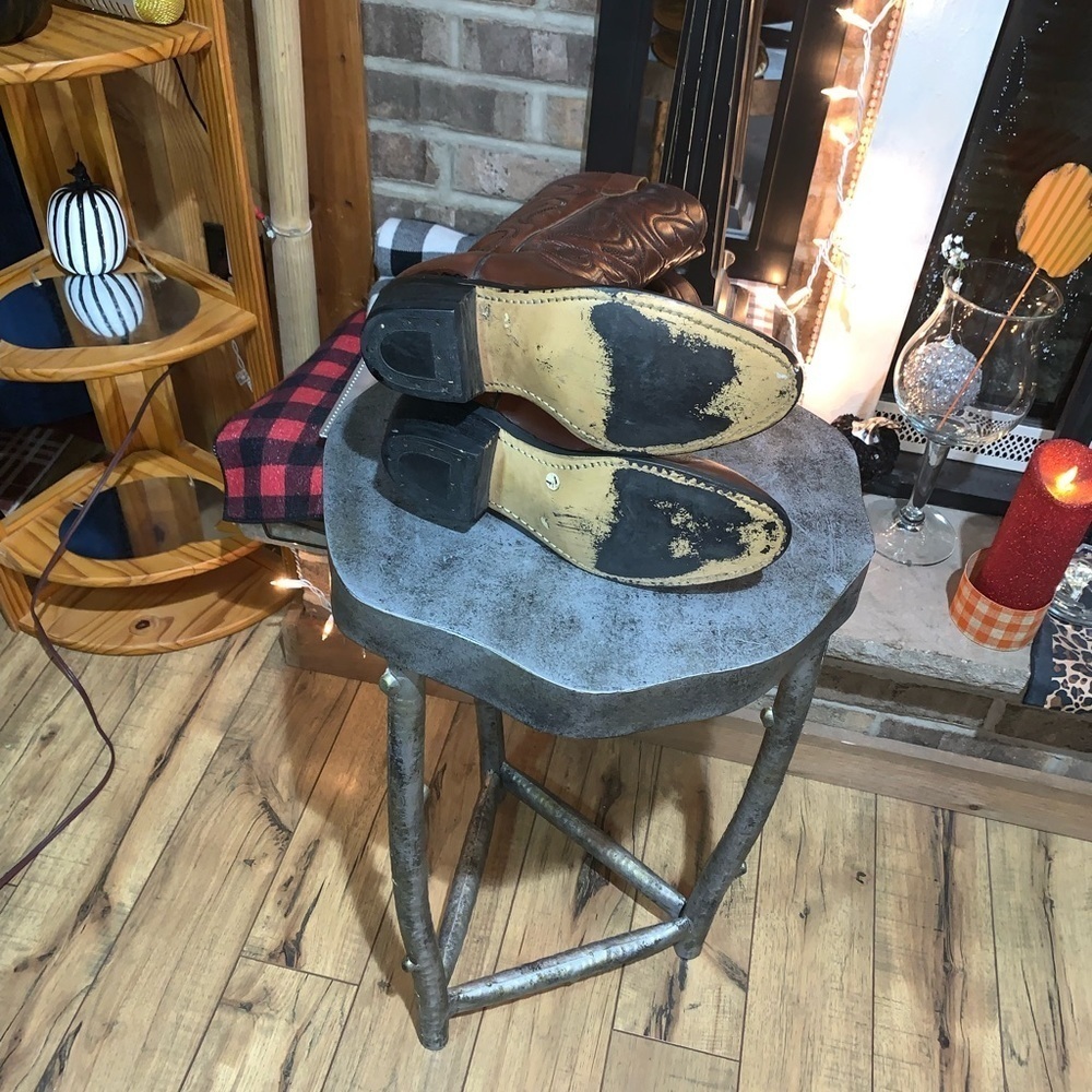 New West Men’s Leather Cowboy Boots Brown 9 1/2 - Picture 5 of 8